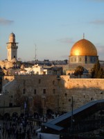 Jeruzalém - Zeď nářků a kopule Skálního dómu 